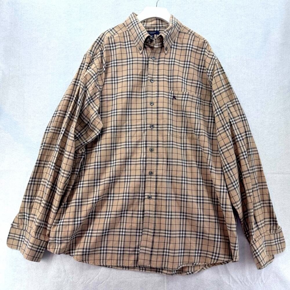 Men’s Burberry London Check Cotton Long Sleeve Button Down Shirt size XL
